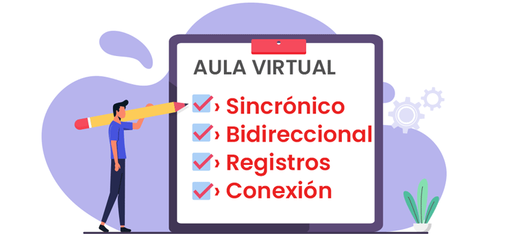 Requisitos de los sistemas de aula Virtual con Fundae: sincrónico, bidireccional, registros y acceso. Se explican a continuación.